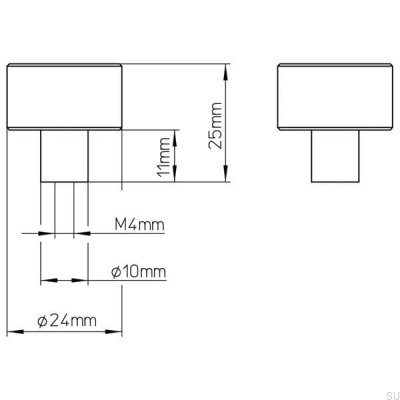 Furniture knob 2464-24 Metal black