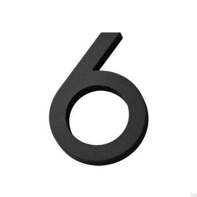 Modern house number, small digit 6 Aluminum