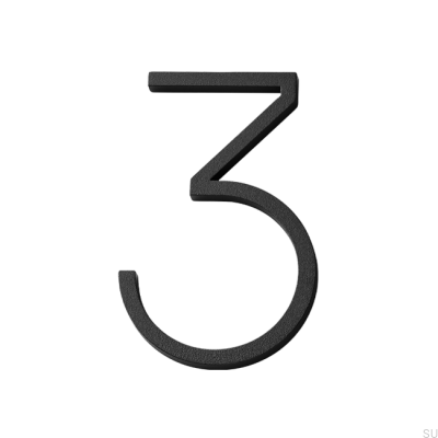 House number small digit 3 Aluminum