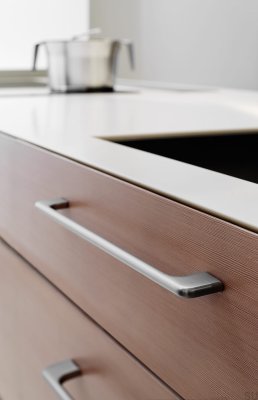 Elongated furniture handle 256+288 Doppia Aluminum Silver