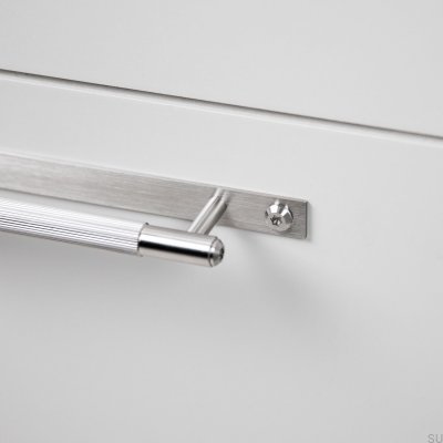 Linear Plate 125 Steel Silver Elongated Furniture Handle with Pad