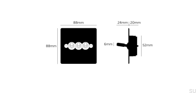 Triple Switch Cross 3G Steel Black British Standard