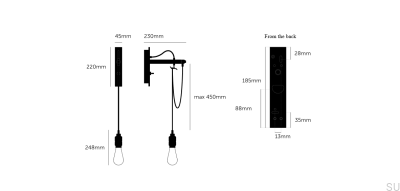 Hooked Nude Wall Lamp, Steel, Graphite, Brass