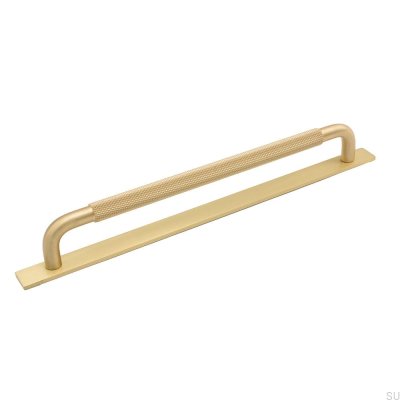 Elongated furniture handle with a Helix washer 224 Gold Brushed
