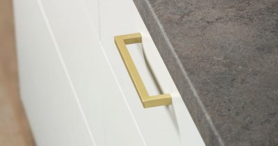 Elongated furniture handle U 0056 192 Brushed gold