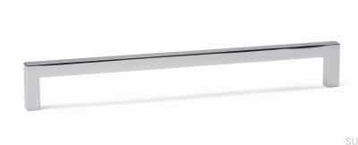 Elongated furniture handle U 0056 128 Polished chrome