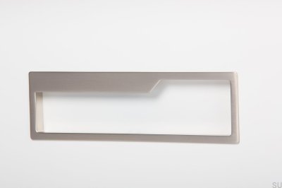 Recessed furniture handle Pocket 192 Brushed nickel and white