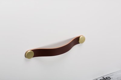 Furniture handle Flexa 160, leather, brown with gold
