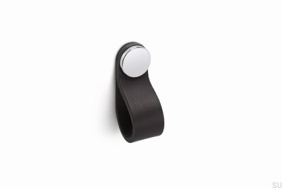 Furniture handle Flexa 70, black leather with silver
