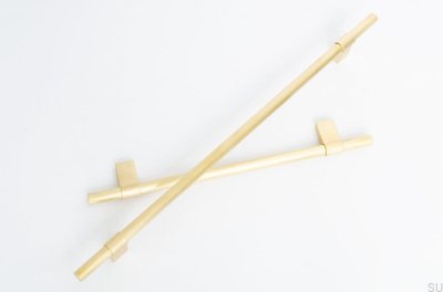 Line Big 342 elongated furniture handle. Brass, Brushed, Untreated