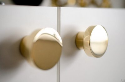 Furniture knob Dot 40 Polished Brass Unpainted