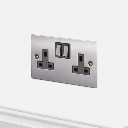 Modułowe gniazdo Euro Plate 2g z wtyczkami angielskimi na 13 AMp