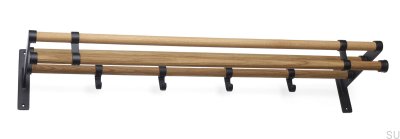 Elegant Plus oak shelf with hangers, made of aluminum