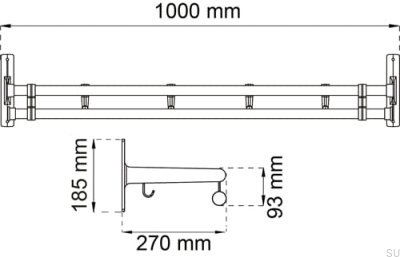 Elegant Plus oak shelf with hangers, made of aluminum