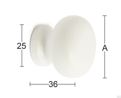Furniture knob David Wooden white (2 pieces)