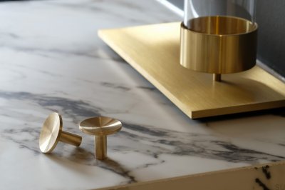 Furniture knob Sture 28 Brushed Brass Unpainted