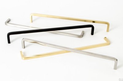 Elongated furniture handle Thread 224 Brass Brushed Unpainted