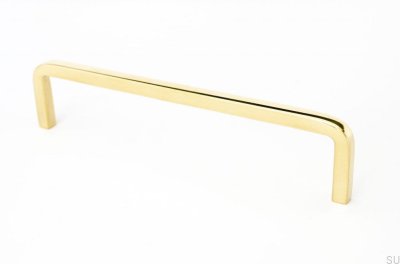 Long furniture handle Thread 128 Polished Brass Unpainted