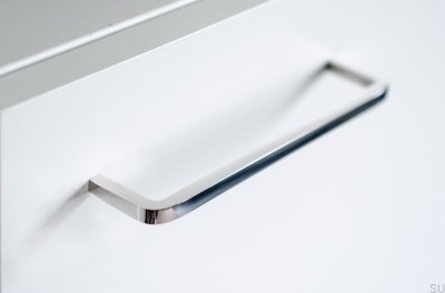 Elongated furniture handle Thread 128 Polished Steel