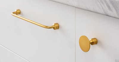 Elongated furniture handle Floid 192 Brushed gold
