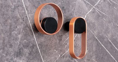 Orbit 75 Black Wall Hanger with Brushed Copper Eco