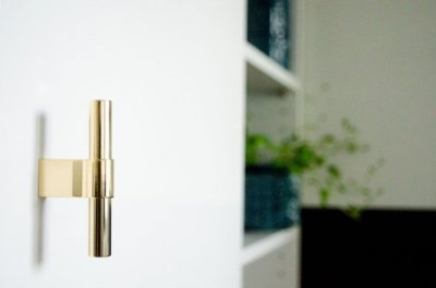 T-Bar Line Big 12 furniture knob, polished brass, unvarnished