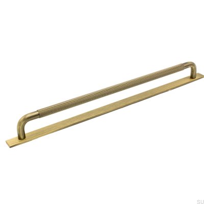 Elongated furniture handle with a Helix 224 Antique Bronze washer