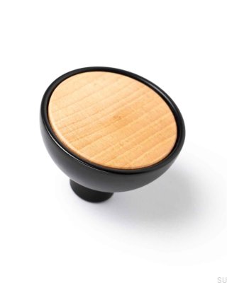 Furniture knob Bol Black with beech wood
