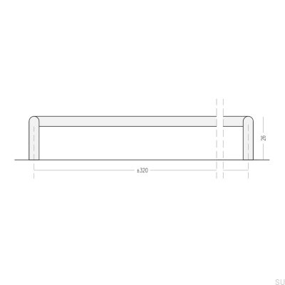 Lengthwise furniture handle Ava L 320 Polished brass