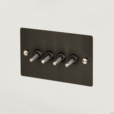 Cross 4G Brass Burnt Bronze with Silver British Standard Quadruple Switch