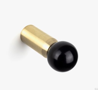 Circe Brass Brushed Furniture Knob with Black
