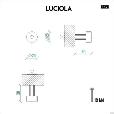 Furniture knob Luciola 20 Brushed steel