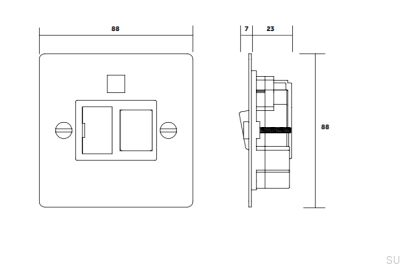 Fused Steel White British Standard Switch with Fuse