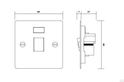 Double Pole Isolator Switch 20A Brass Burnt Bronze British Standard