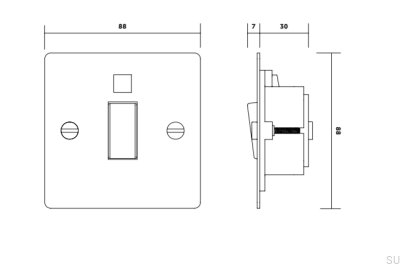 Cooker Switch Steel Silver British Standard
