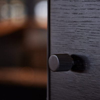 Helix Stripe Furniture Knob, Metal Black