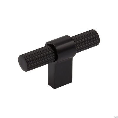 Furniture Knob T-Bar Helix Stripe Metal Black