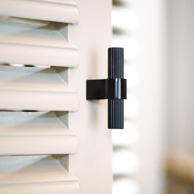 Furniture Knob T-Bar Helix Stripe Metal Black