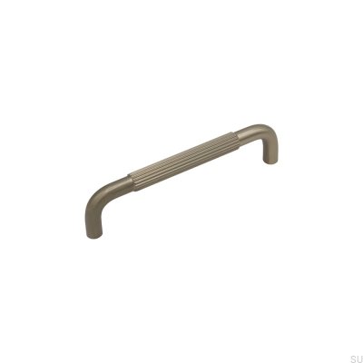 Elongated furniture handle Helix Stripe 128 Silver Brushed