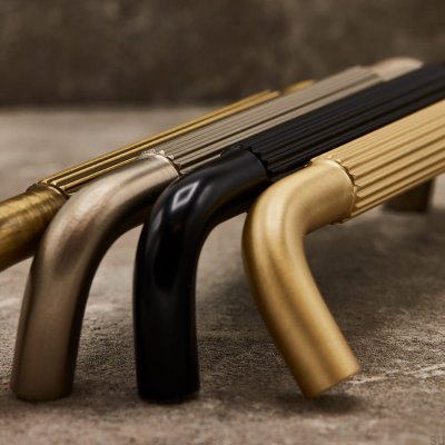 Elongated furniture handle Helix Stripe 224 Silver Brushed