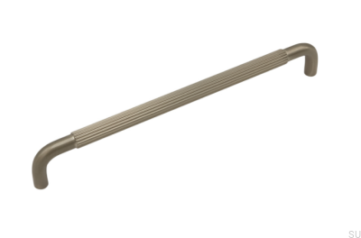 Elongated furniture handle Helix Stripe 224 Silver Brushed