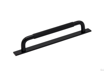 Longitudinal furniture handle with washer Helix Stripe 160 Aluminum Black