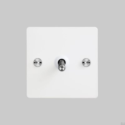 Cross 1G Single Switch Steel White with Silver British Standard