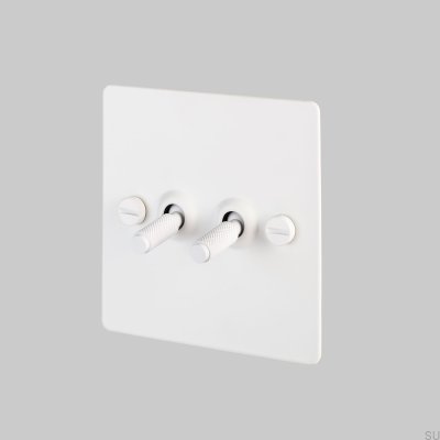Double Switch Cross 2G Steel White British Standard