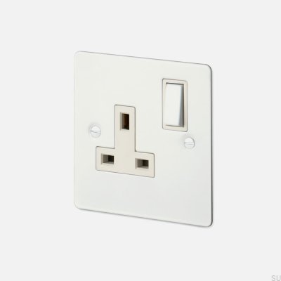 Single Socket Type G UK 1G Steel White British Standard