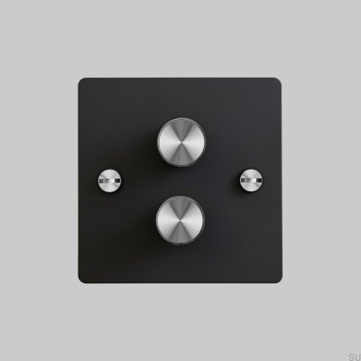 LED Dimmer Cross 2G 120W Steel Black with Silver British Standard