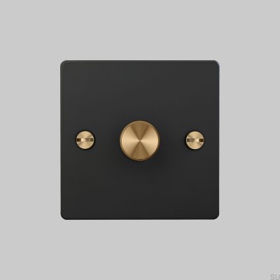 Cross 1G 120W LED Dimmer Steel Black with Brass British Standard