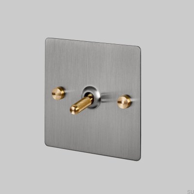 Single Cross Switch Cross 1G Steel Silver with Brass British Standard
