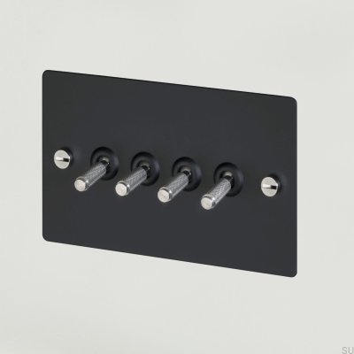 Cross 4G Quadruple Switch Steel Black with Silver British Standard