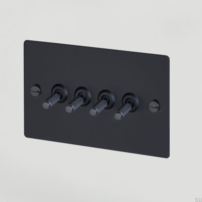 Cross 4G Quadruple Switch Steel Black British Standard